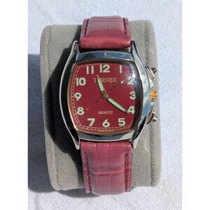 Bijoux Terner Womens Red Dial Leather Strap Quartz Watch (with NEW BATTERY)